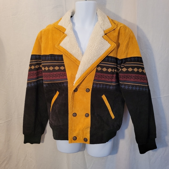 Vintage Leather Other - Vintage Leather Aztec Style Double Breasted Leather Jacket